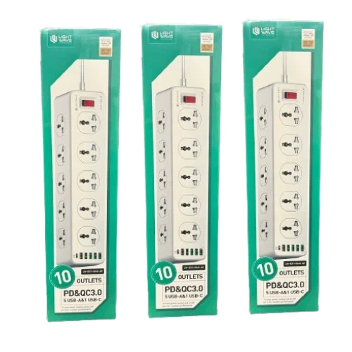 Lightwave Extension Socket- 2 Metres 10 WAY 220V – 250V / 10A 2500W LW EXT 106U