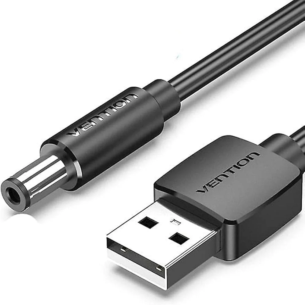 Vention USB to 3.5mm Barrel Jack 5V DC Power Cable Black 1.5m-VEN CEXBG