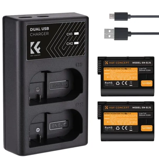 K&F EN-EL15 DUAL BATTERY & CHARGER-KF28.0012