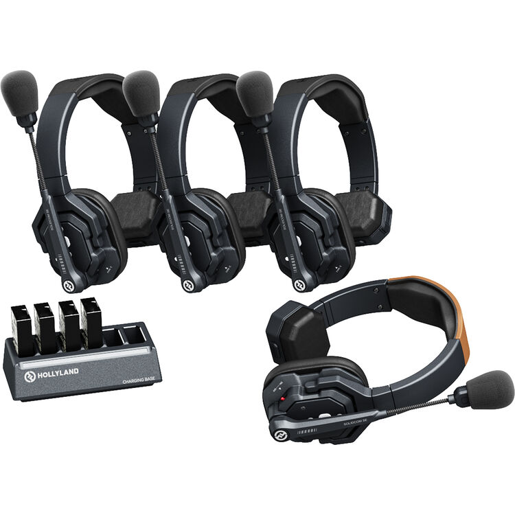 Hollyland Solidcom C1-4S Full-Duplex Wireless DECT Intercom System with 4 Headsets