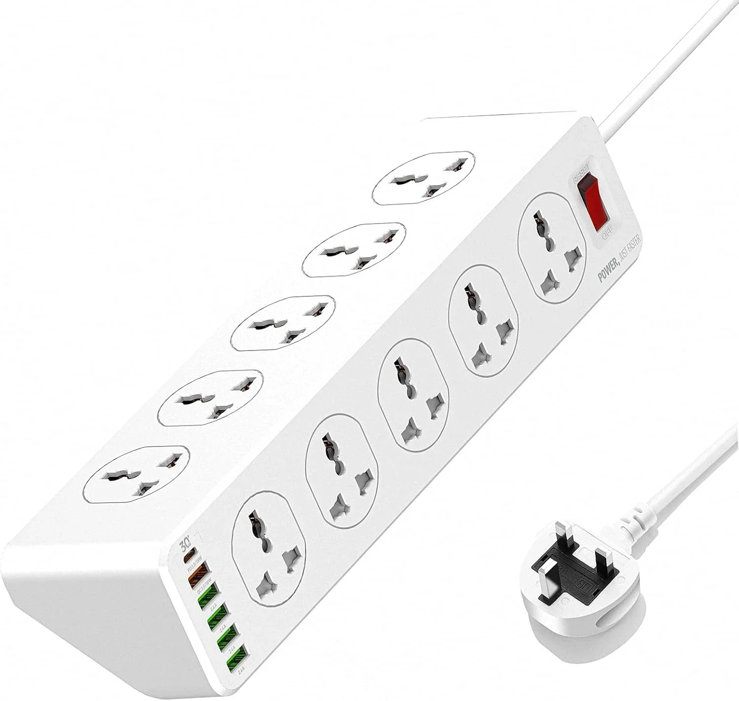 Lightwave Extension Socket- 2 Metres 10 WAY 220V – 250V / 10A 2500W LW EXT 106U