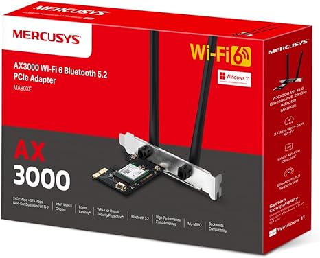 Mercusys MA80XE AX3000 Wi-Fi 6E PCIe Adapter