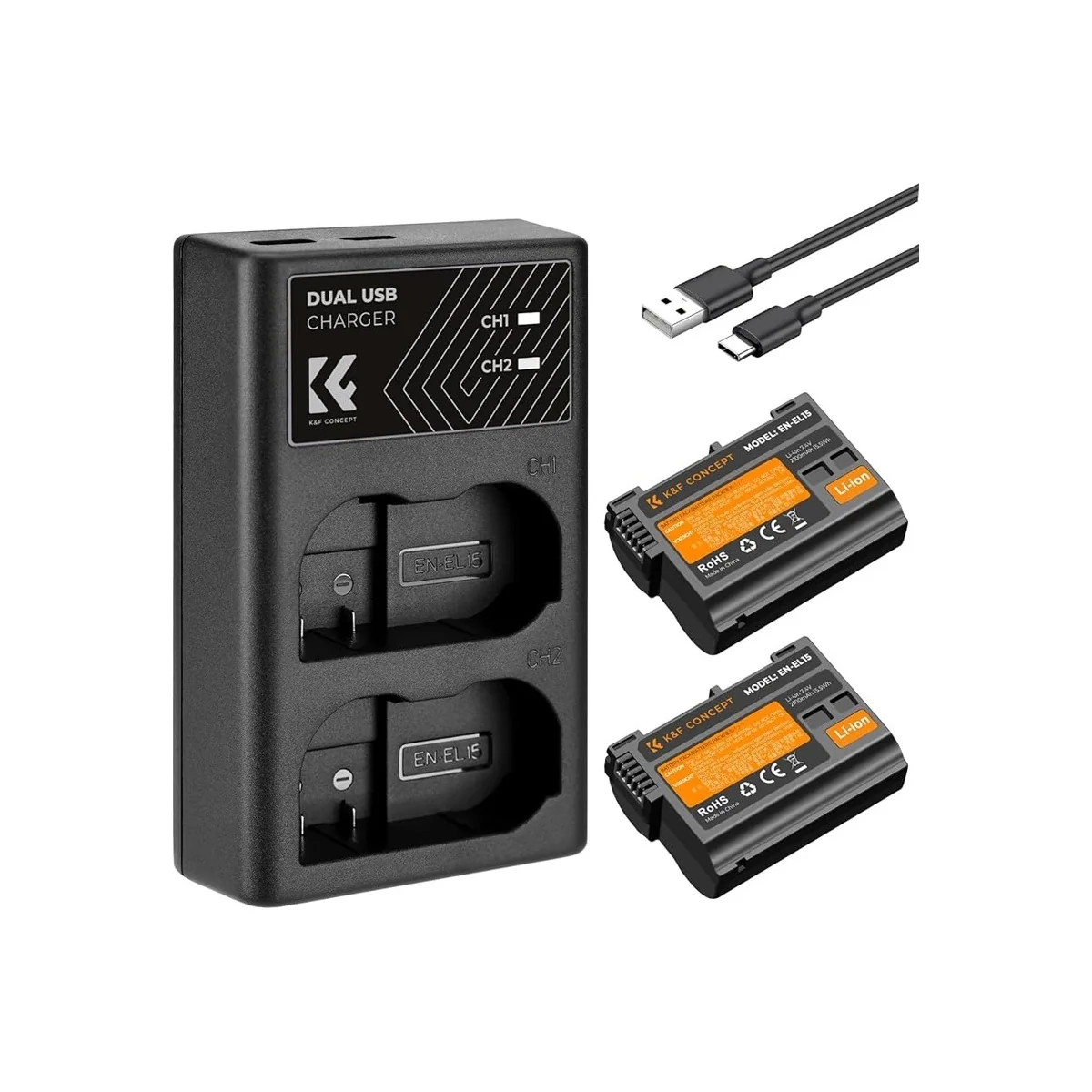 K&F EN-EL15 DUAL BATTERY & CHARGER-KF28.0012