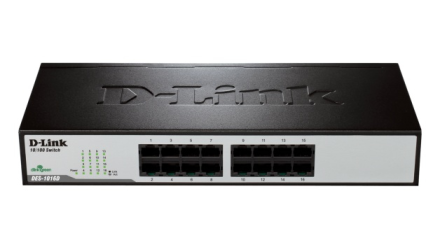 Dlink 10/100M 16-Port Fast Ethernet Unmanaged Switch DES-1016D-DES-1016D/B