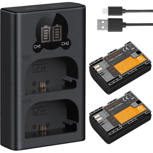 K&F LP-E6NH DUAL BATTERY & CHARGER