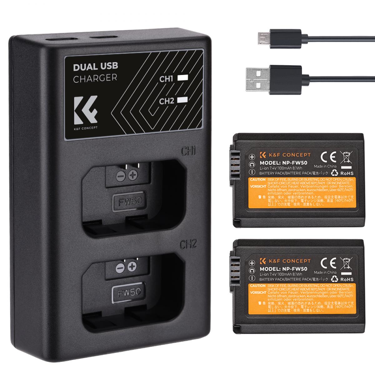 K&F NP-FW50 DUAL BATTERY & CHARGER-KF28.0015