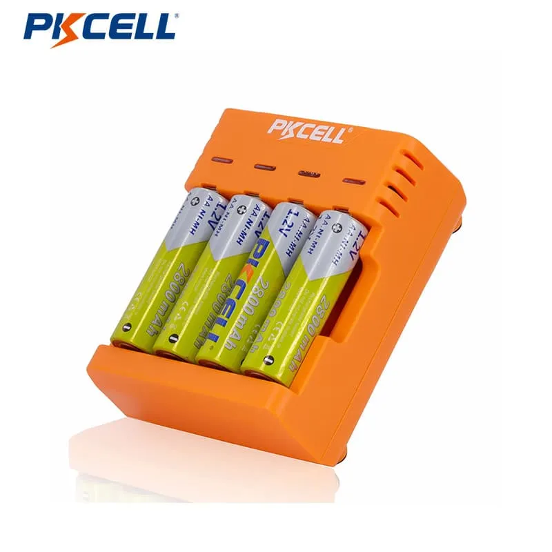 PKCELL 4 Batteries and Charger Kit