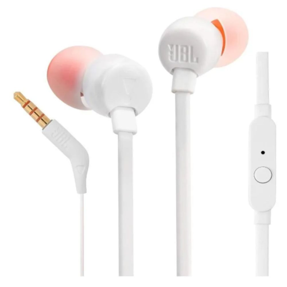 JBL TUNE 110 Earphones White - JBLT110WHT