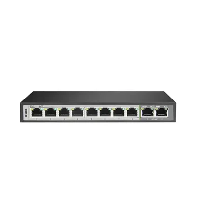 D-Link 10-Port Gigabit PoE Switch with 8 Long Reach PoE Ports and 2 Uplink Ports - DGS-F1010P