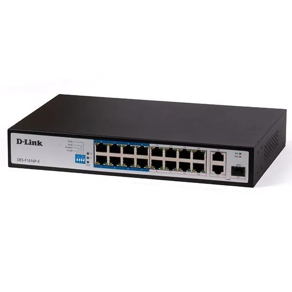 D-Link DES-F1016P-E 16-Port Fast Ethernet 250m PoE+ Switch