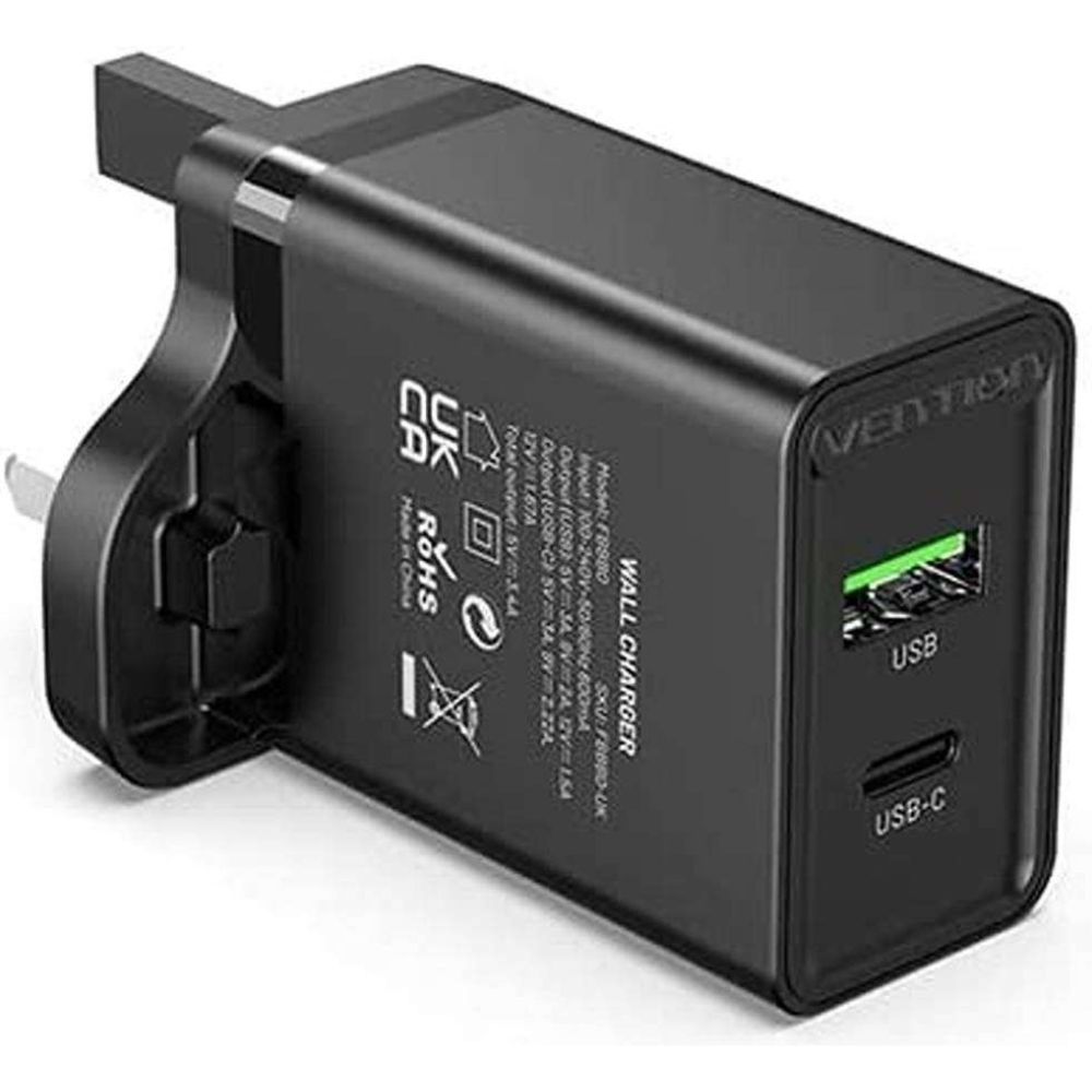 Vention 1-port USB Wall Charger(12W) UK-PlugBlack VEN FAAB0-UK