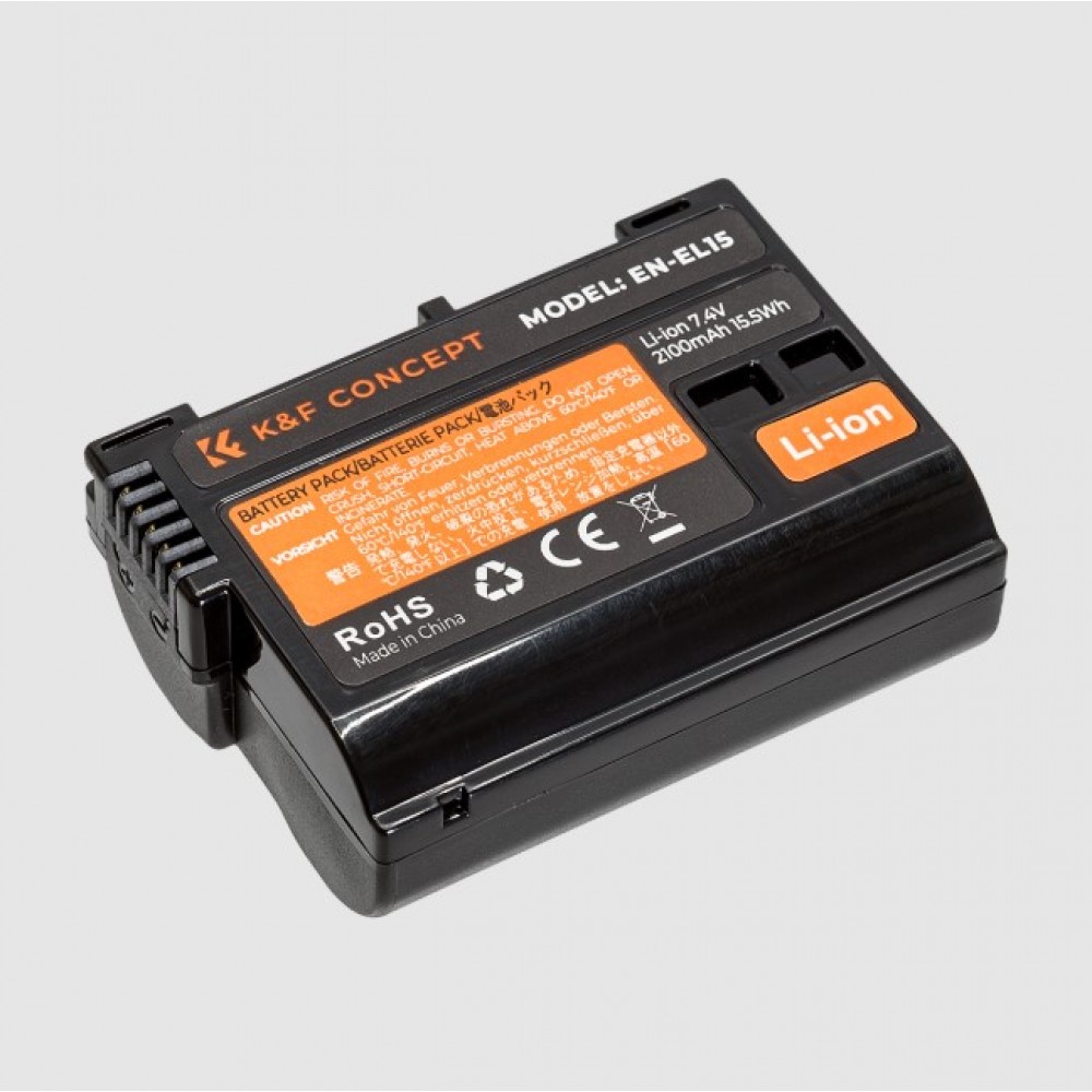 K&F Concept EN-EL15 EN-EL15A EN-EL15B 2 Pack Battery and Charger for Nikon