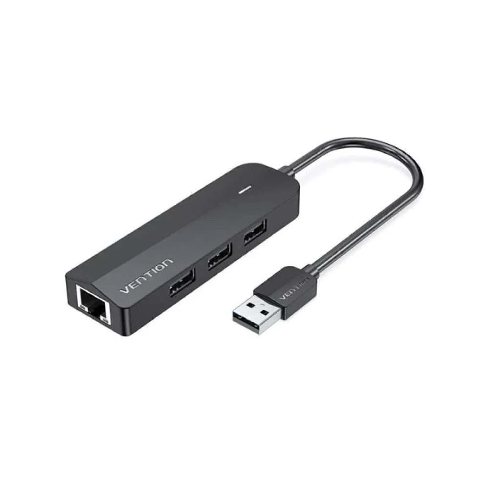 Vention 3 PORTS USB 2.0 HUB 0.15M with LAN Black-VEN CHPBB