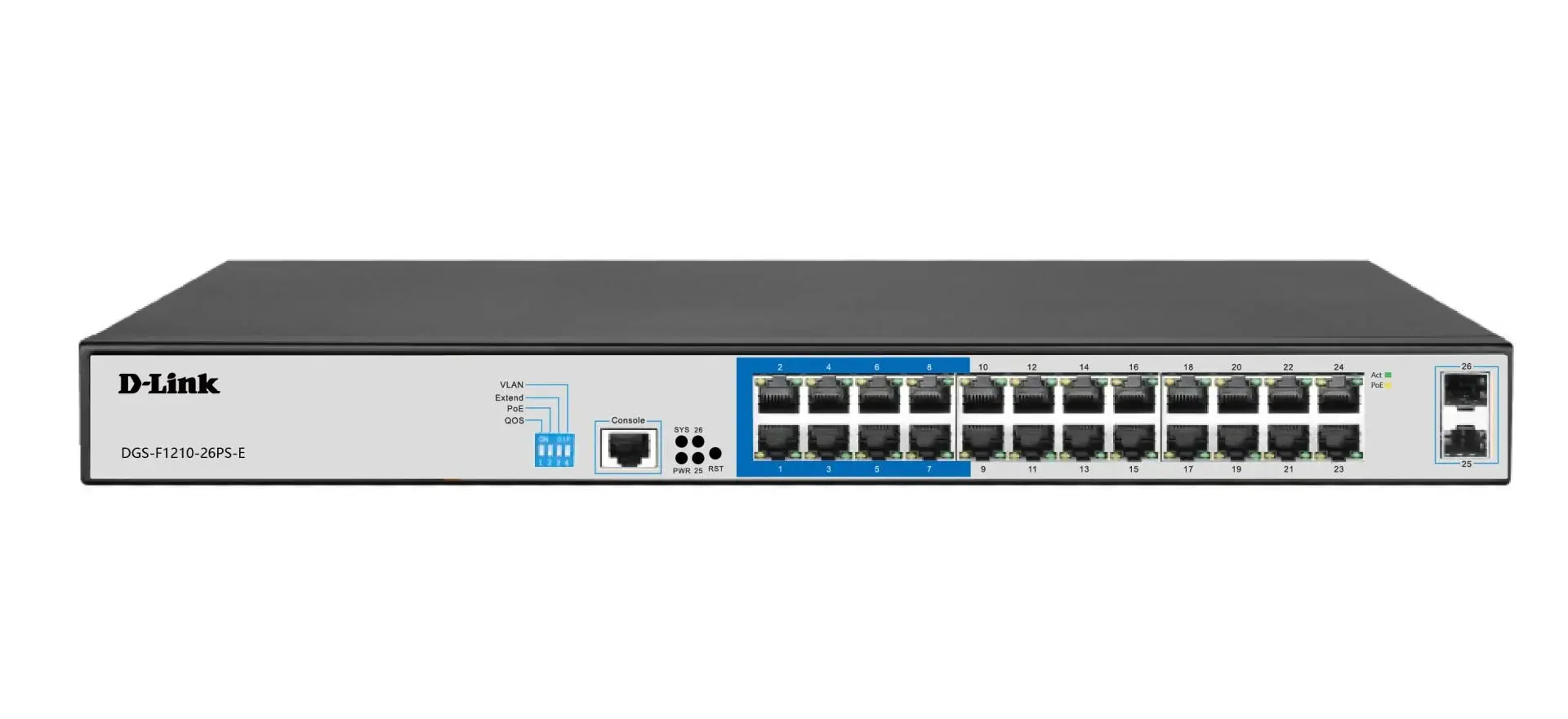 D-Link DGS-F1210-26PS-E 26-Port Gigabit Smart Managed PoE+ Switch