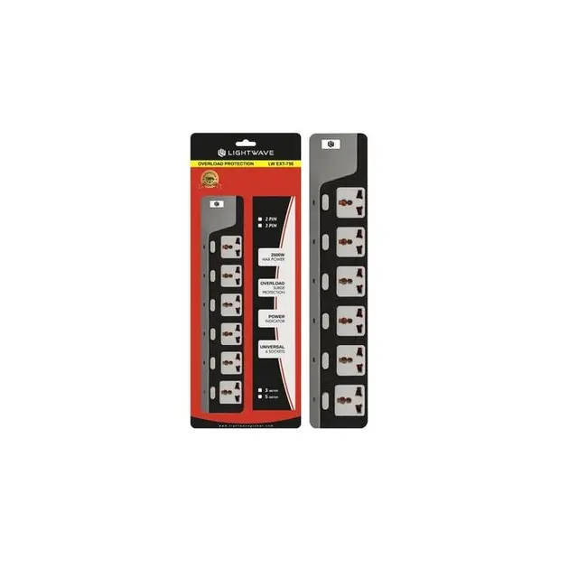 Lightwave Extension Socket- 3 Metres 6WAY 2500w LW EXT 756