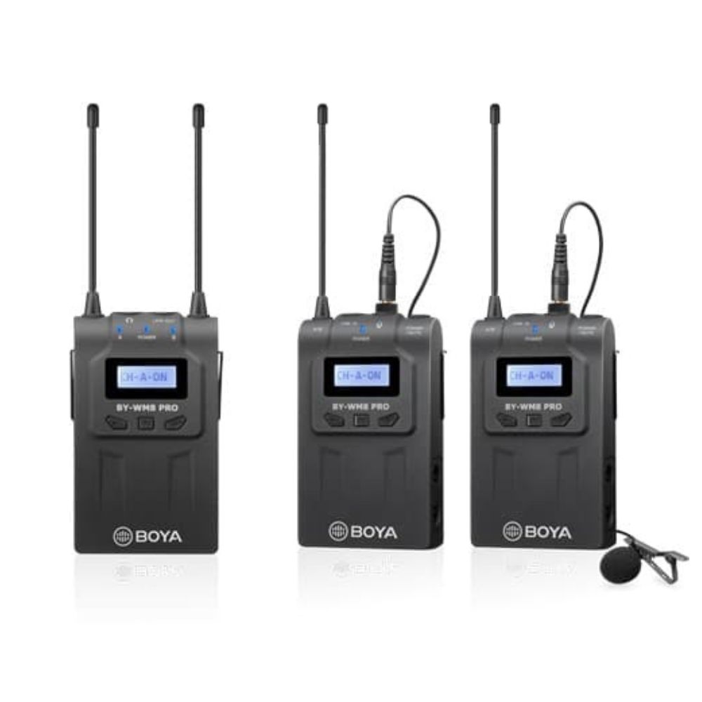 BOYA BY-WM8 PRO-K2 UHF DUAL-CHANNEL WIRELESS LAVALIER MICROPHONE SYSTEM