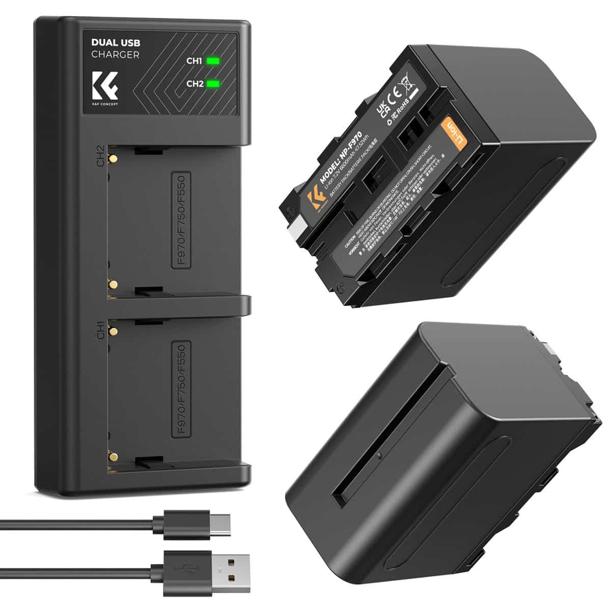 K&FNPF970 DUAL BATTERY AND CHARGER-KF28.0047