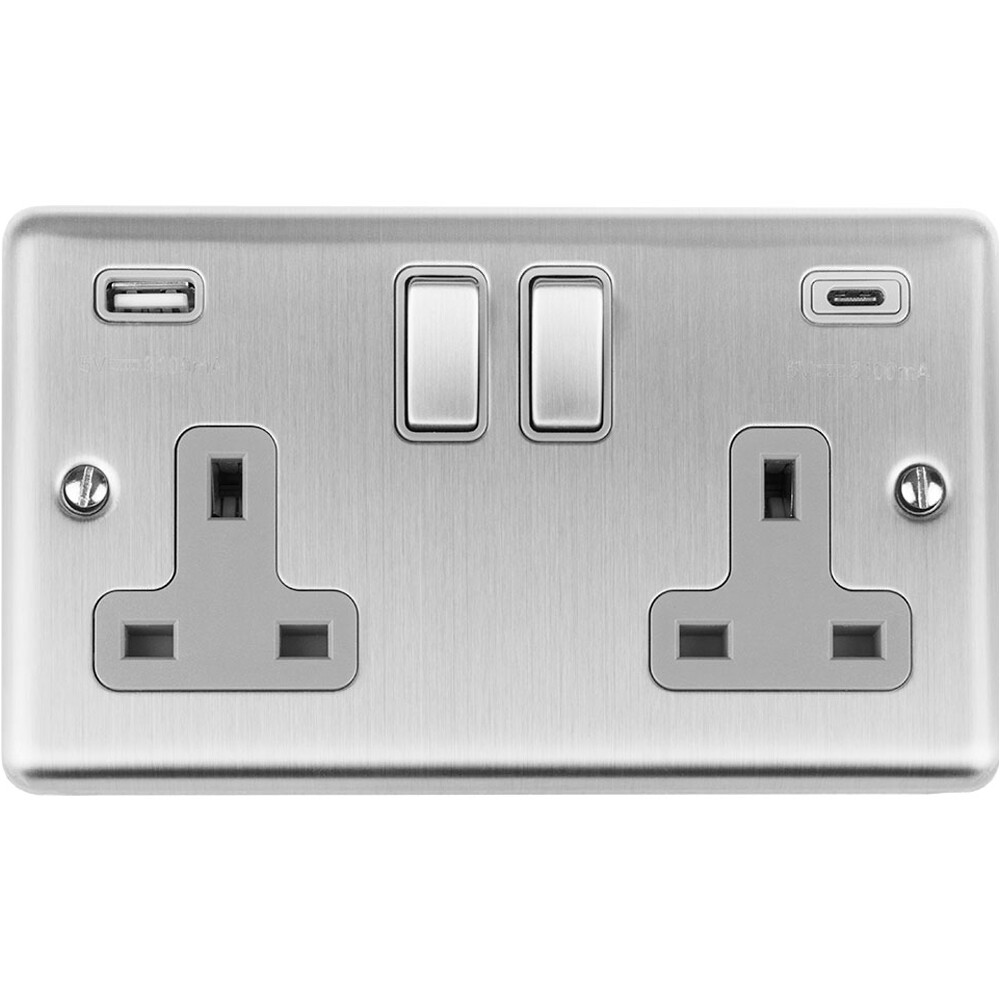 Powermax Metallic Socket M406 13A 2gang
