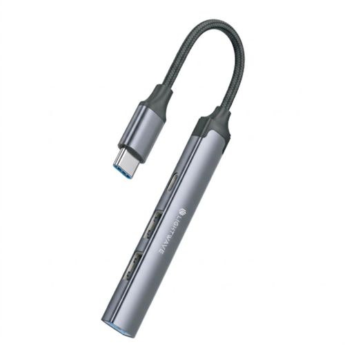 Light Wave  4-in-1- USB Hub Adapter  Type-C / 0.12M Cable-LW-HUB-A104