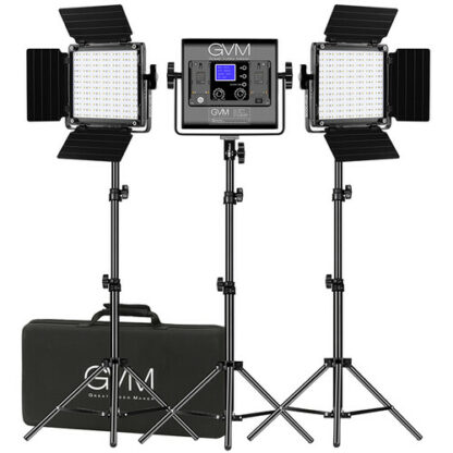 GVM 800RGB LIGHT 3 X 4-WAY BARNDOORS 3 X SOFT DIFFUSER
