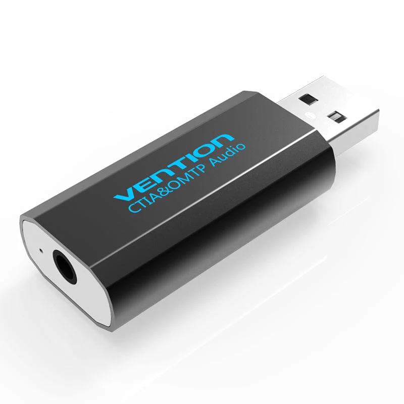 Vention 4 Pole USB External Sound Card Black- VEN VAB-S15-B