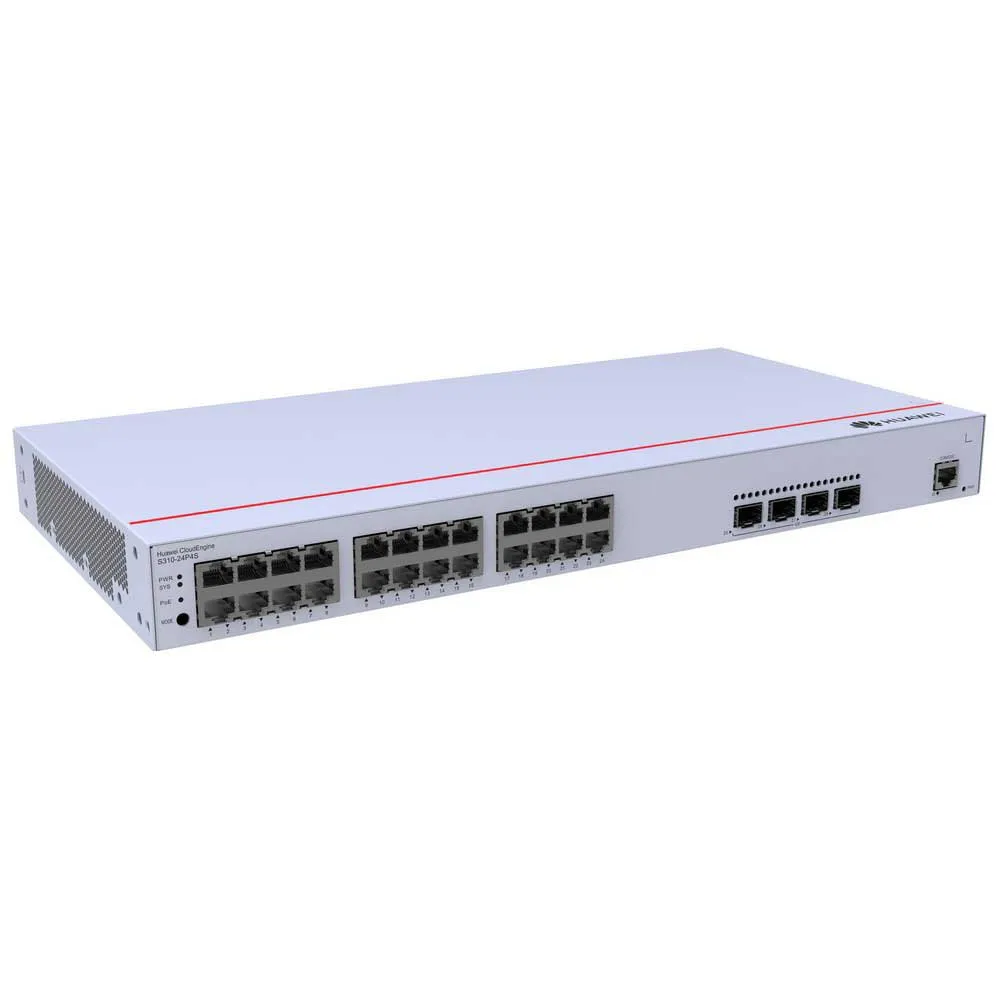 Huawei L2+ (static router), 24*10/100/1000BASE-T ports, 4*GE SFP ports-S310-24P4S