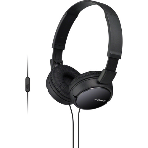 Sony MDR-ZX110AP On-Ear Headphones with Microphone (Black) - Gallery Image 1